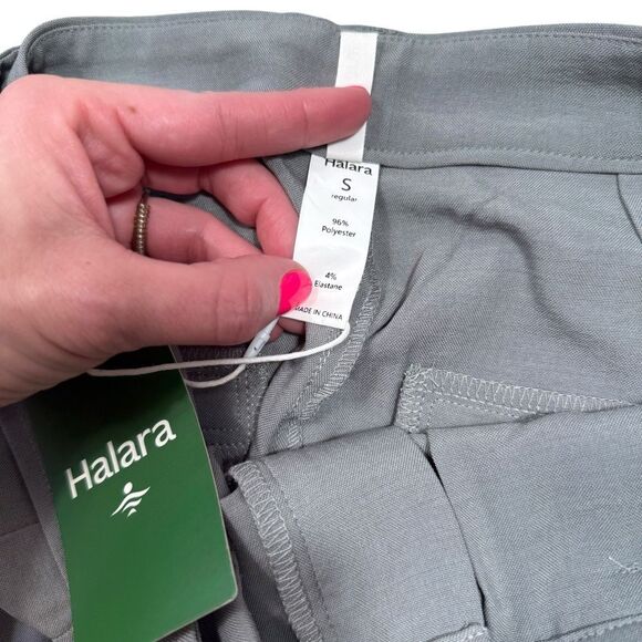 Halara Grey High Waisted Wide Leg Belted Ankle Trouser Dress Pants - Picture 6 of 10
